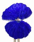 Carica l'immagine nel visualizzatore Galleria, Royal blue Professional Triple Layers Ostrich Feather Fan 34"x 65" - hotfans