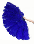 Carica l'immagine nel visualizzatore Galleria, Royal blue Professional Triple Layers Ostrich Feather Fan 34"x 65" - hotfans