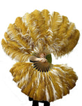 Charger l'image dans la visionneuse de galerie, Beige / topaz single layer Double side Ostrich Feather Fan 25"x 47" - hotfans