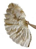 Charger l'image dans la visionneuse de galerie, Beige / topaz single layer Double side Ostrich Feather Fan 25"x 47" - hotfans