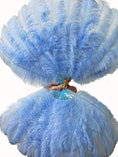 ギャラリービューアーに画像を読み込み、 Sky blue Advanced XL 2 Layers Ostrich Feather Fan 34"x 60" - hotfans