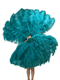 ギャラリービューアーに画像を読み込み、 Teal Advanced XL 2 Layers Ostrich Feather Fan 34"x 60" - hotfans