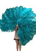 ギャラリービューアーに画像を読み込み、 Teal Advanced XL 2 Layers Ostrich Feather Fan 34"x 60" - hotfans