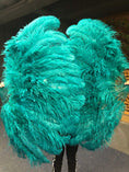 Load image into Gallery viewer, Forest green intermediate 2 layers Ostrich Feather Fan 30"x 54" - hotfans