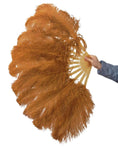 Load image into Gallery viewer, A pair Single layer topaz Beginner’s Ostrich Feather Fan - hotfans
