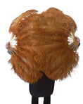 Load image into Gallery viewer, A pair Single layer topaz Beginner’s Ostrich Feather Fan - hotfans