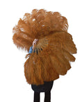 Load image into Gallery viewer, A pair Single layer topaz Beginner’s Ostrich Feather Fan - hotfans