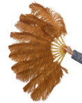 Load image into Gallery viewer, A pair Single layer topaz Beginner’s Ostrich Feather Fan - hotfans