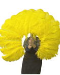 Load image into Gallery viewer, A pair Single layer yellow Beginner’s Ostrich Feather Fan - hotfans