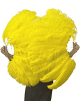 Load image into Gallery viewer, A pair Single layer yellow Beginner’s Ostrich Feather Fan - hotfans