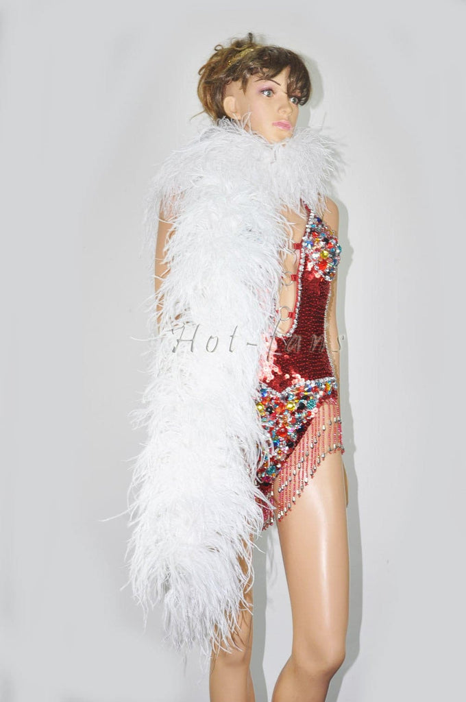 A Touch Luxurious Boas de plumas de avestruz blancas de 12 capas Glamorous  Events