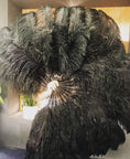 Load image into Gallery viewer, Black Advanced XL 2 Layers Ostrich Feather Fan 34"x 60" - hotfans