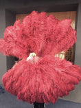 Charger l'image dans la visionneuse de galerie, Burgundy Professional Triple Layers Ostrich Feather Fan 34"x 65" - hotfans