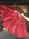 Charger l'image dans la visionneuse de galerie, Burgundy Professional Triple Layers Ostrich Feather Fan 34"x 65" - hotfans