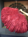 Charger l'image dans la visionneuse de galerie, Burgundy Professional Triple Layers Ostrich Feather Fan 34"x 65" - hotfans