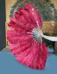 Load image into Gallery viewer, Burgundy single layer Ostrich Feather Fan Full open 180 ° with Travel leather Bag - hotfans