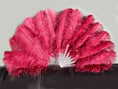 Load image into Gallery viewer, Burgundy single layer Ostrich Feather Fan Full open 180 ° with Travel leather Bag - hotfans