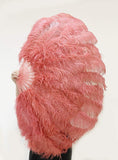 Charger l'image dans la visionneuse de galerie, Coral red Advanced XL 2 Layers Ostrich Feather Fan 34"x 60" - hotfans