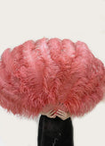 Charger l'image dans la visionneuse de galerie, Coral red Advanced XL 2 Layers Ostrich Feather Fan 34"x 60" - hotfans