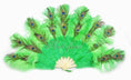 ギャラリービューアーに画像を読み込み、 Beginner Emerald green Peacock & Marabou & Ostrich Feathers Fan 24"x43" - hotfans