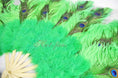 ギャラリービューアーに画像を読み込み、 Beginner Emerald green Peacock & Marabou & Ostrich Feathers Fan 24"x43" - hotfans