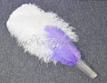 Charger l'image dans la visionneuse de galerie, Mix white & aqua violet 2 Layers Ostrich Feather Fan 30''x 54'' with Travel leather Bag - hotfans