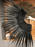 Bild in Galerie-Betrachter laden, Black Marabou & Pheasant Feather Fan 29"x 53" with Travel leather Bag - hotfans
