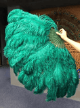 ギャラリービューアーに画像を読み込み、 Forest green Advanced XL 2 Layers Ostrich Feather Fan 34"x 60" - hotfans