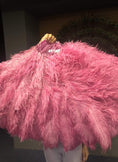 Bild in Galerie-Betrachter laden, Fuchsia Professional Triple Layers Ostrich Feather Fan 34"x 65" - hotfans