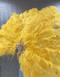 ギャラリービューアーに画像を読み込み、 Gold yellow Advanced XL 2 Layers Ostrich Feather Fan 34"x 60" - hotfans