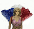 Bild in Galerie-Betrachter laden, Blue & White & Red Open Majestic Style Ostrich Feather backpiece - hotfans