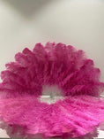 Load image into Gallery viewer, Fachsia single layer Ostrich Feather Fan Full open 180 ° with Travel leather Bag - hotfans