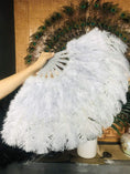 Load image into Gallery viewer, Beginner Light grey Marabou & Ostrich Feather fan 21"x 38" - hotfans