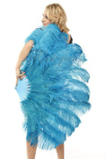 Charger l'image dans la visionneuse de galerie, Turquoise intermediate 2 layers Ostrich Feather Fan 30"x 54" - hotfans