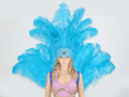 ギャラリービューアーに画像を読み込み、 Turquoise Ostrich Feather Open Face Headdress & backpiece Set - hotfans