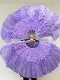 ギャラリービューアーに画像を読み込み、 Advanced Aqua violet Marabou & Ostrich Feather fan 27"x 53" - hotfans