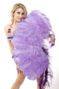 Bild in Galerie-Betrachter laden, Single layer Aqua violet Beginner’s Ostrich Feather Fan 25"x 45" - hotfans