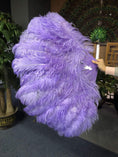 Charger l'image dans la visionneuse de galerie, Aqua violet intermediate 2 layers Ostrich Feather Fan 30"x 54" - hotfans
