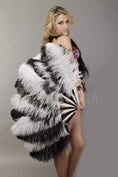 Bild in Galerie-Betrachter laden, Single layer Mix black & white Beginner’s Ostrich Feather Fan 25"x 45" - hotfans