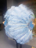 Load image into Gallery viewer, A pair Single layer baby blue Beginner’s Ostrich Feather Fan - hotfans