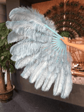 Load image into Gallery viewer, Baby blue intermediate 2 layers Ostrich Feather Fan 30"x 54" - hotfans