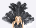 Load image into Gallery viewer, Black Ostrich Feather Open Face Headdress & backpiece Set - hotfans