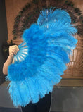 Load image into Gallery viewer, Beginner Blue Marabou & Ostrich Feather fan 21"x 38" - hotfans