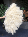 Charger l'image dans la visionneuse de galerie, Beige Professional 4 Layers Ostrich Feather Fan 35"x 67'' - hotfans