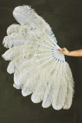 Load image into Gallery viewer, Beige intermediate 2 layers Ostrich Feather Fan 30"x 54" - hotfans