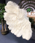 Bild in Galerie-Betrachter laden, Beige Professional Triple Layers Ostrich Feather Fan 34"x 65" - hotfans