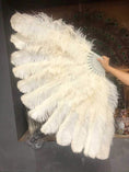 ギャラリービューアーに画像を読み込み、 Beige Advanced XL 2 Layers Ostrich Feather Fan 34"x 60" - hotfans