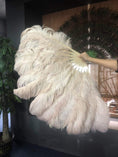 ギャラリービューアーに画像を読み込み、 Beige camel intermediate 2 layers Ostrich Feather Fan 30"x 54" - hotfans