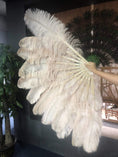 ギャラリービューアーに画像を読み込み、 Beige camel intermediate 2 layers Ostrich Feather Fan 30"x 54" - hotfans