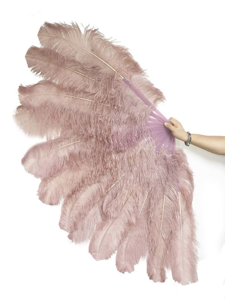 white XL 2 Layer Ostrich Feather Fans Experience Glamour of Burlesque